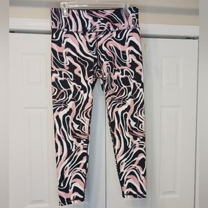 DKNY Black/Pink Leggings Size Lsrge